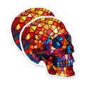 (2 Pack) Skull Magnets - Stained Glass Effect - Decorative Refrigerator Magnets - 5" On Longest Side - Premium Magnet - for Cars, Refrigerators, Toolboxes, Lockers - Made in USA - MAG16835