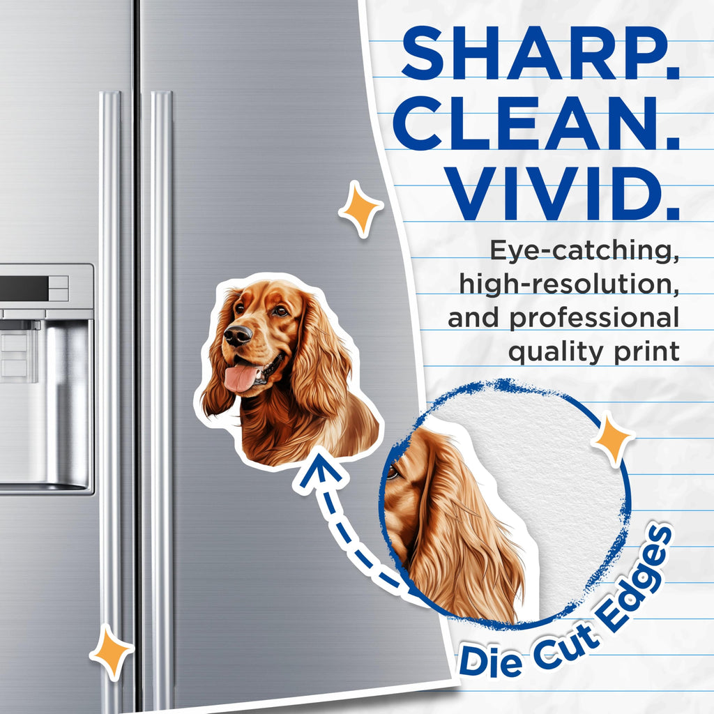 (2 Pack) Cocker Spaniel Magnets - Golden Retriever Pup Decor - Dog Lover Kitchen Art - 5 Inches On Longest Side - Thick Durable Magnet - Made in USA - MAG26809
