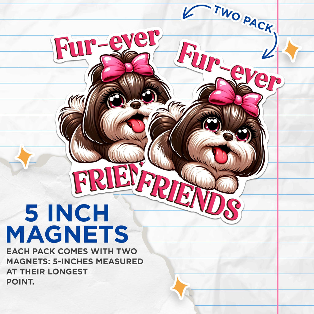 (2 Packs) Fur-Ever Friends Magnets - Cute Mini Dog Breed Magnets - 5 Inches On Longest Side - Premium Magnet - for Fridges, Toolboxes, Cars - Made in USA - MAG2413