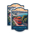 (2 Pack) Wellington Cable Car Magnets - New Zealand Travel Poster - Vintage City Scenic Souvenirs - 5 Inches On Longest Side - Thick Durable Magnet - Made in USA - MAG20972