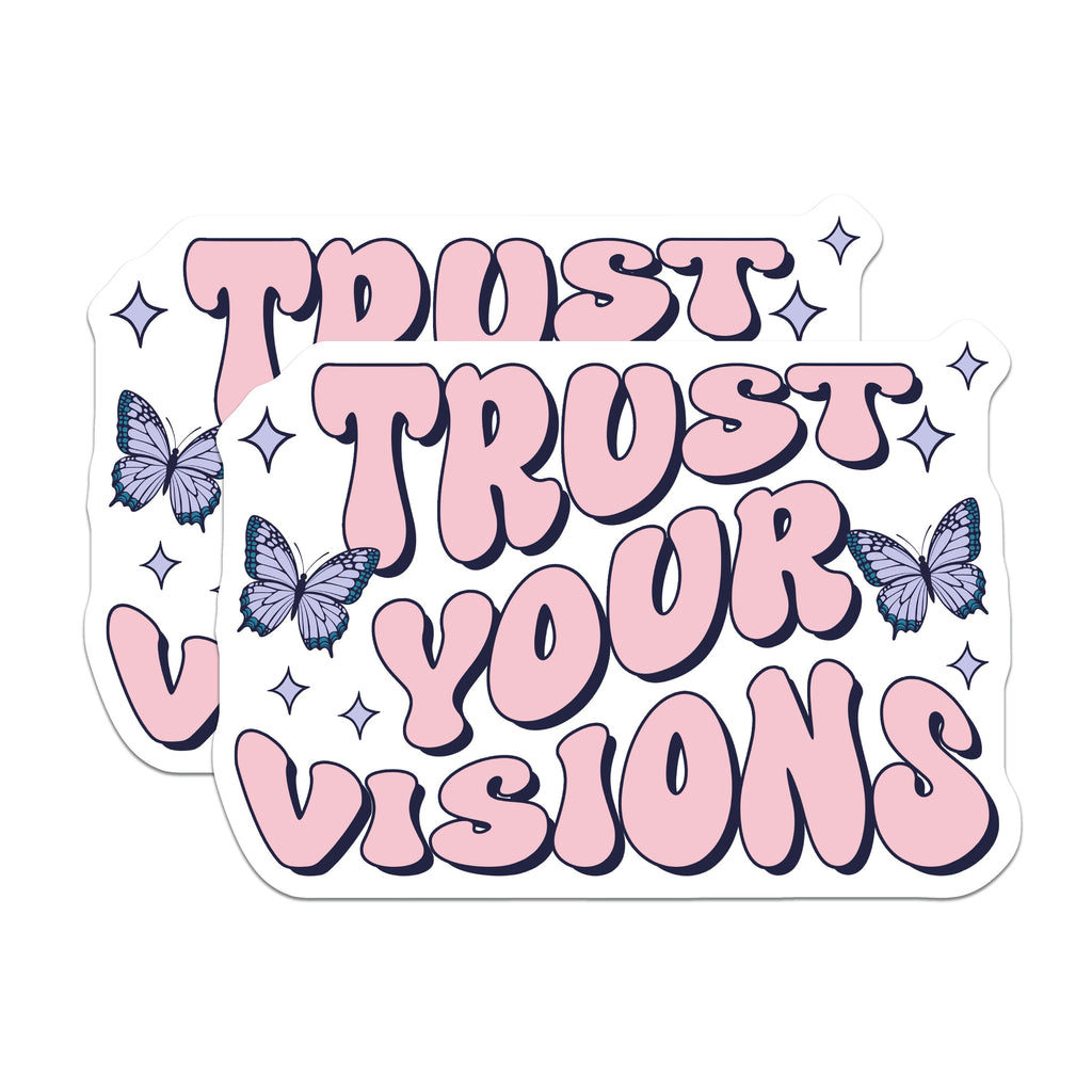 (2 Pack) Trust Your Visions Magnets - Retro Affirmation Decor - Y2K Butterfly Aesthetic Inspirational Quote Fridge - 5 Inches On Longest Side - Thick Durable Magnet - Made in USA - MAG39800
