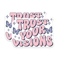 (2 Pack) Trust Your Visions Magnets - Retro Affirmation Decor - Y2K Butterfly Aesthetic Inspirational Quote Fridge - 5 Inches On Longest Side - Thick Durable Magnet - Made in USA - MAG39800