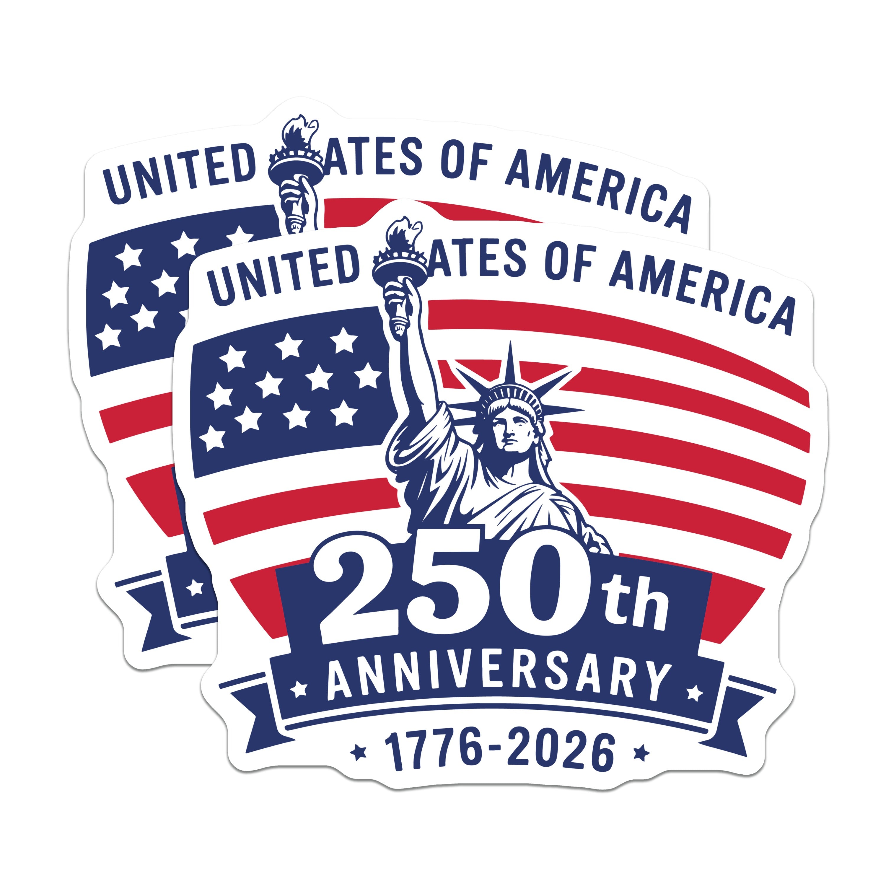 (2 Pack) 250th Anniversary USA Magnets - Patriotic American Decor - Statue of Liberty Flag - 5 Inches On Longest Side - Thick Durable Magnet - Made in USA - MAG38406