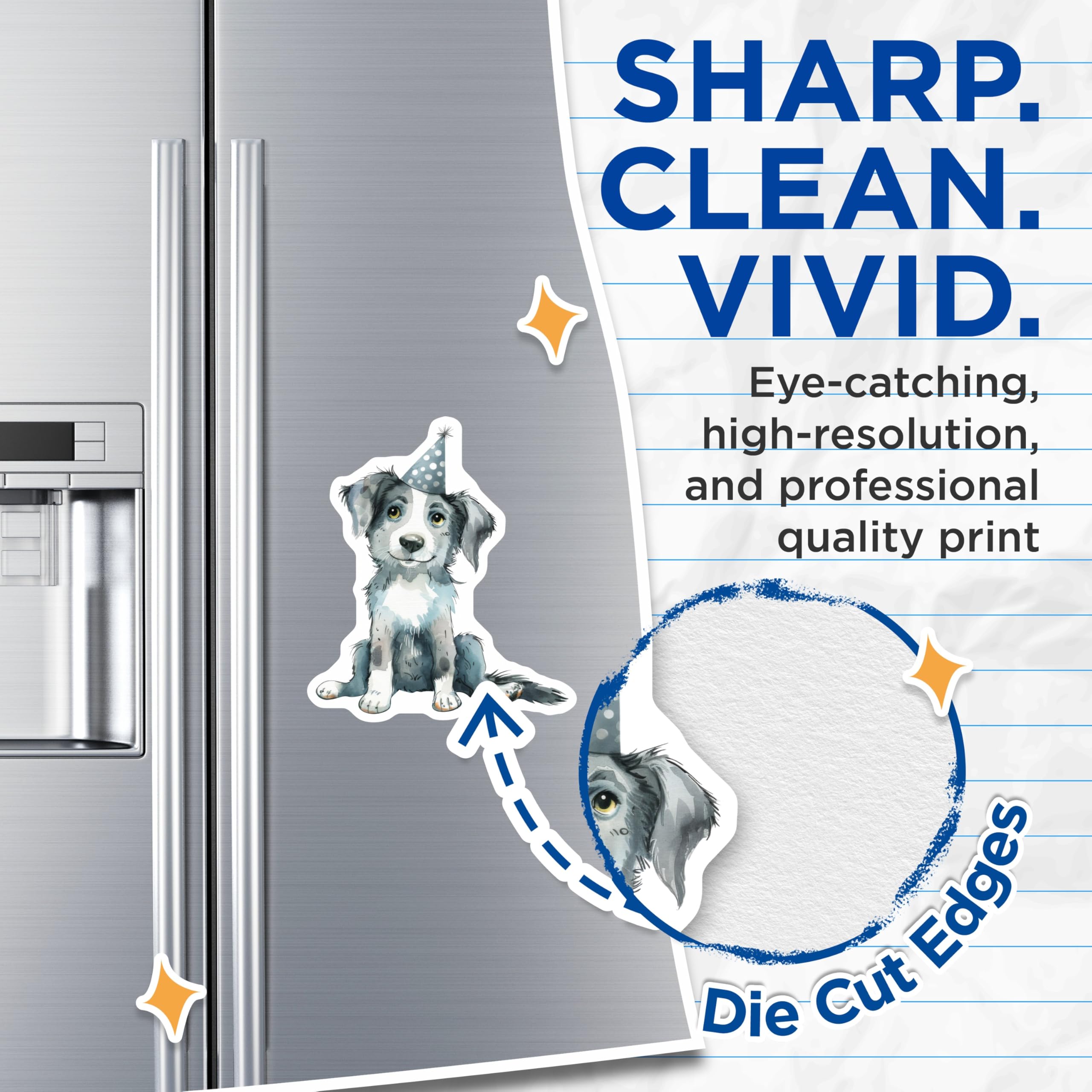 (2 Pack) Watercolor Puppy Magnets - Birthday Dog Art - Cute Pet Owner Fridge Decor - 5 Inches On Longest Side - Thick Durable Magnet - Made in USA - MAG26371