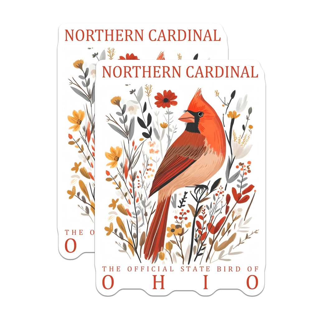 (2 Pack) Northern Cardinal Magnets - Ohio State Bird - Bird Lover Decor - 5" On Longest Side - Premium Magnet - for Cars, Refrigerators, Toolboxes, Lockers - Made in USA - MAG17803