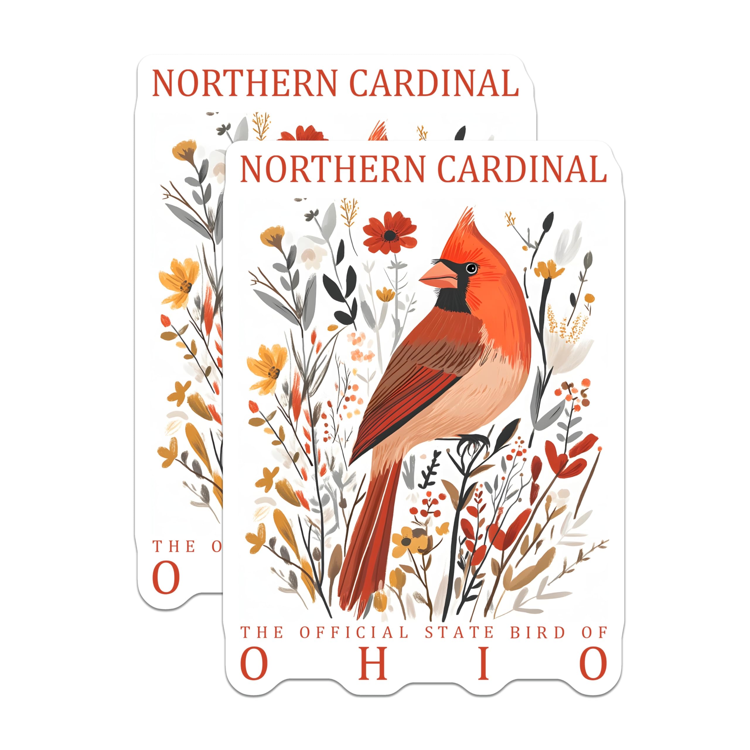 (2 Pack) Northern Cardinal Magnets - Ohio State Bird - Bird Lover Decor - 5" On Longest Side - Premium Magnet - for Cars, Refrigerators, Toolboxes, Lockers - Made in USA - MAG17803