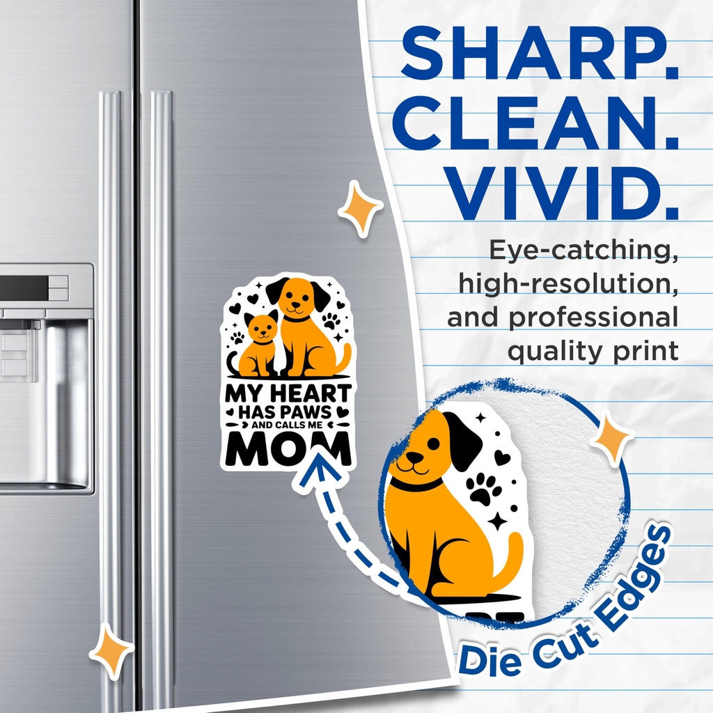 (2 Pack) Dog Mom Cat Mom Magnets - Pet Parent Refrigerator Decor - Fur Mom Mothers Day Ideas - 5 Inches On Longest Side - Thick Durable Magnet - Made in USA - MAG29885