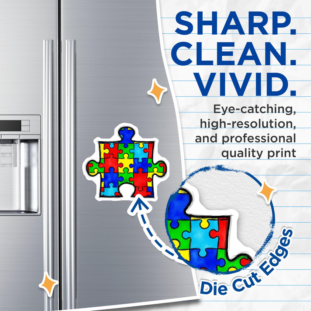 (2 Pack) Autism Awareness Puzzle Magnets - Neurodiversity Support Decor - Special Needs Inclusion Art - Fridge Car Magnets - 5 Inches On Longest Side - Thick Durable Magnet - Made in USA - MAG20395