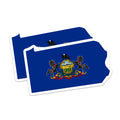 (2 Pack) Pennsylvania Flag Magnets - PA State Outline Decor - Keystone State Pride Souvenir - Refrigerator Locker Display - 5 Inches On Longest Side - Thick Durable Magnet - Made in USA - MAG21252