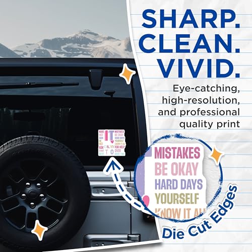 (2 Pack) Inspirational Quote Stickers - Motivational Phrase Decals - 5" On Longest Side - Sticks to Smooth Flat Surfaces - Made in USA - BMCS9173 - BMCS9173