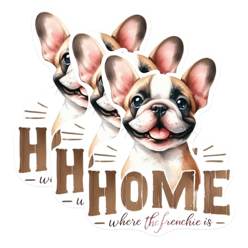 (3 Pack) French Bulldog Decals - Frenchie Home Decor - Dog Breed Stickers - 3 Inches On Longest Side - Easy Peel & Apply - Made in USA - 3MCS0887