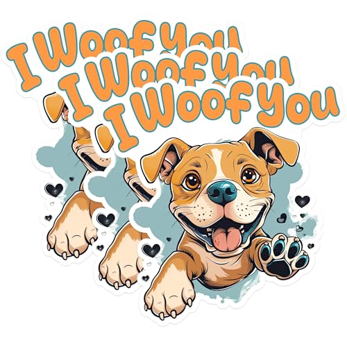(3 Pack) I Woof You Decals - Dog Lover Sticker - Heart Decal - 3 Inches On Longest Side - Easy Peel & Apply - Made in USA - 3MCS1233