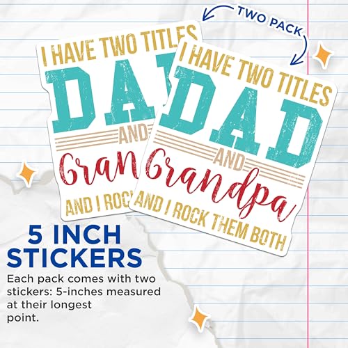 (2 Pack) Dad and Grandpa Stickers - Funny Dad Stickers - Father's Day Stickers for Dad - 5" On Longest Side - Sticks to Smooth Flat Surfaces - Made in USA - BMCS5082