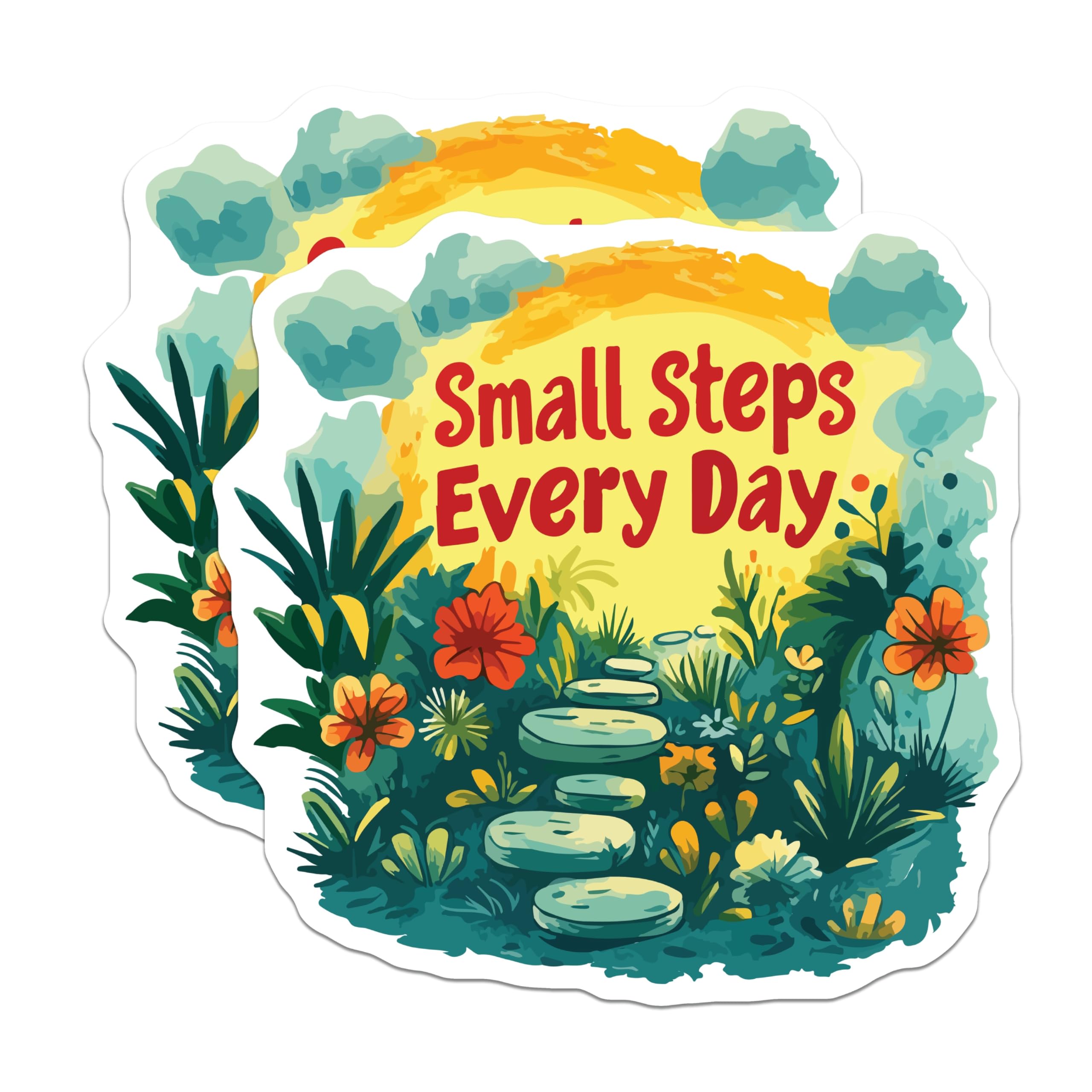 (2 Pack) Small Steps Every Day Magnets - Inspirational Quote Art - Growth Mindset Decor - Daily Affirmation Reminder - 5 Inches On Longest Side - Thick Durable Magnet - Made in USA - MAG19857