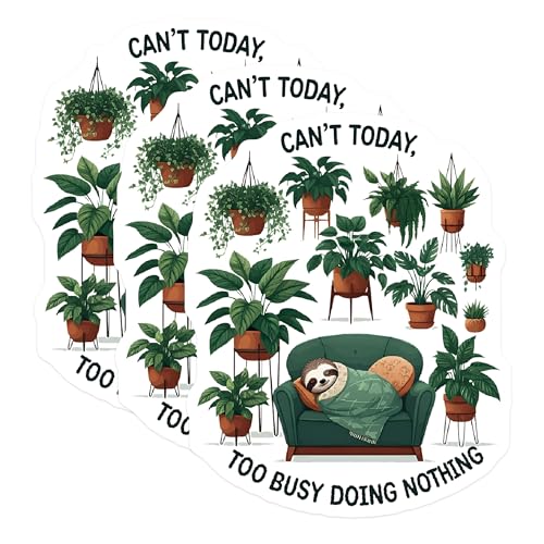 (3 Pack) Sloth Plant Decals - Funny Lazy Sloth - Indoor Plant Decals - 3 Inches On Longest Side - Easy Peel & Apply - Made in USA - 3MCS2732
