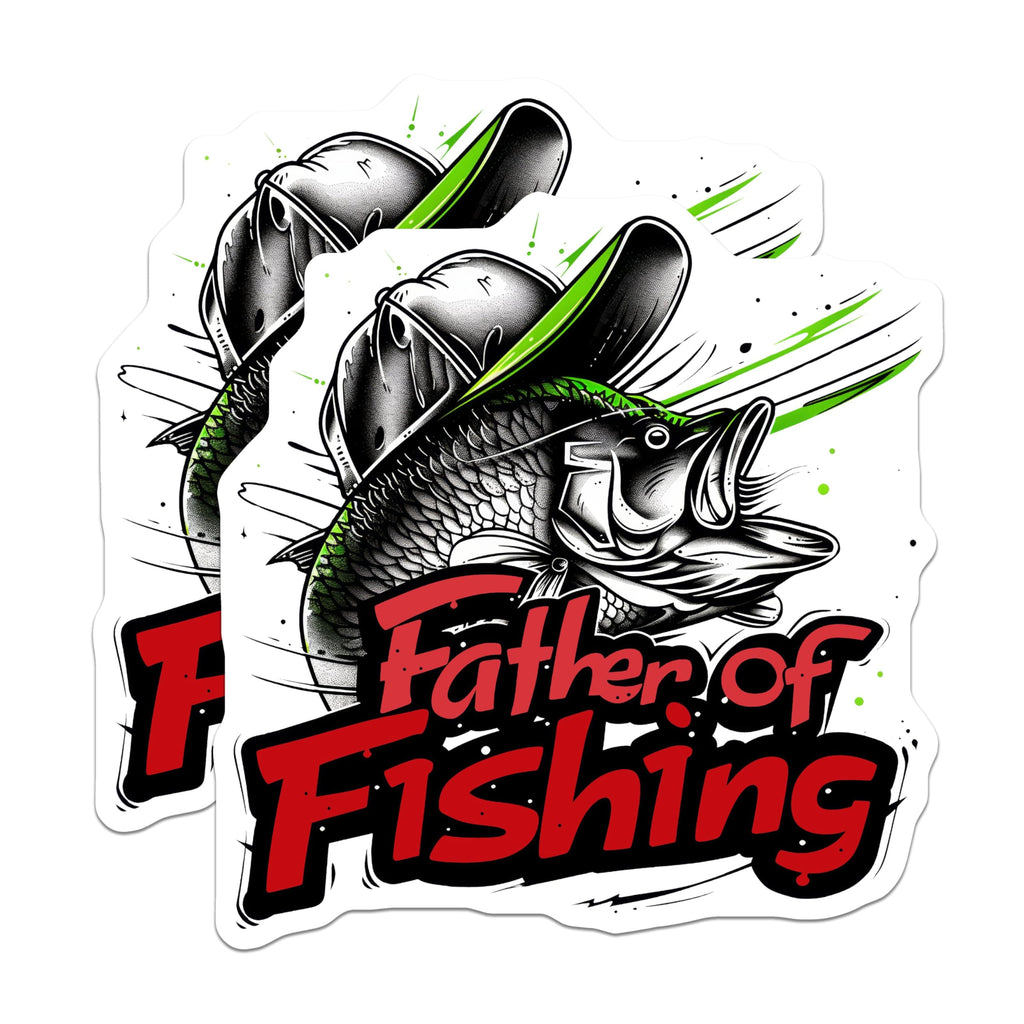 (2 Pack) Father of Fishing Magnets - Funny Fishing Magnets - Father's Day Fishing Decor - 5" On Longest Side - for Cars, Refrigerators, Toolboxes, Lockers - Made in USA BMCS3449