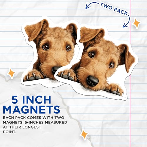 (2 Pack) Cute Puppy Decor Magnet - 5" On Longest Side - Sticks to Smooth Flat Surfaces - Made in USA - MAG10213