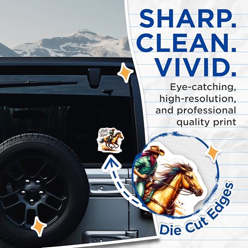 (2 Pack) Ride Like The Wind Stickers - Cowboy Horse Rider - Western Themed Decal - 5" On Longest Side - Sticks to Smooth Flat Surfaces - Made in USA - BMCS6914