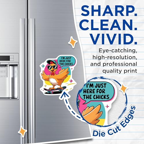 (2 Pack) Skateboarding Chicken Magnets - Funny Phrase Magnets - Cartoon Chicken - Cool Chicken Refrigerator Magnets - 5" On Longest Side - for Cars, Fridges, Toolboxes - Made in USA - MAG3880