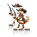 (2 Pack) Duck Cowboy Stickers - Funny Animal Stickers - Quirky Stickers for Laptops and Water Bottles - 5" On Longest Side - Sticks to Smooth Flat Surfaces - Made in USA - BMCS3702