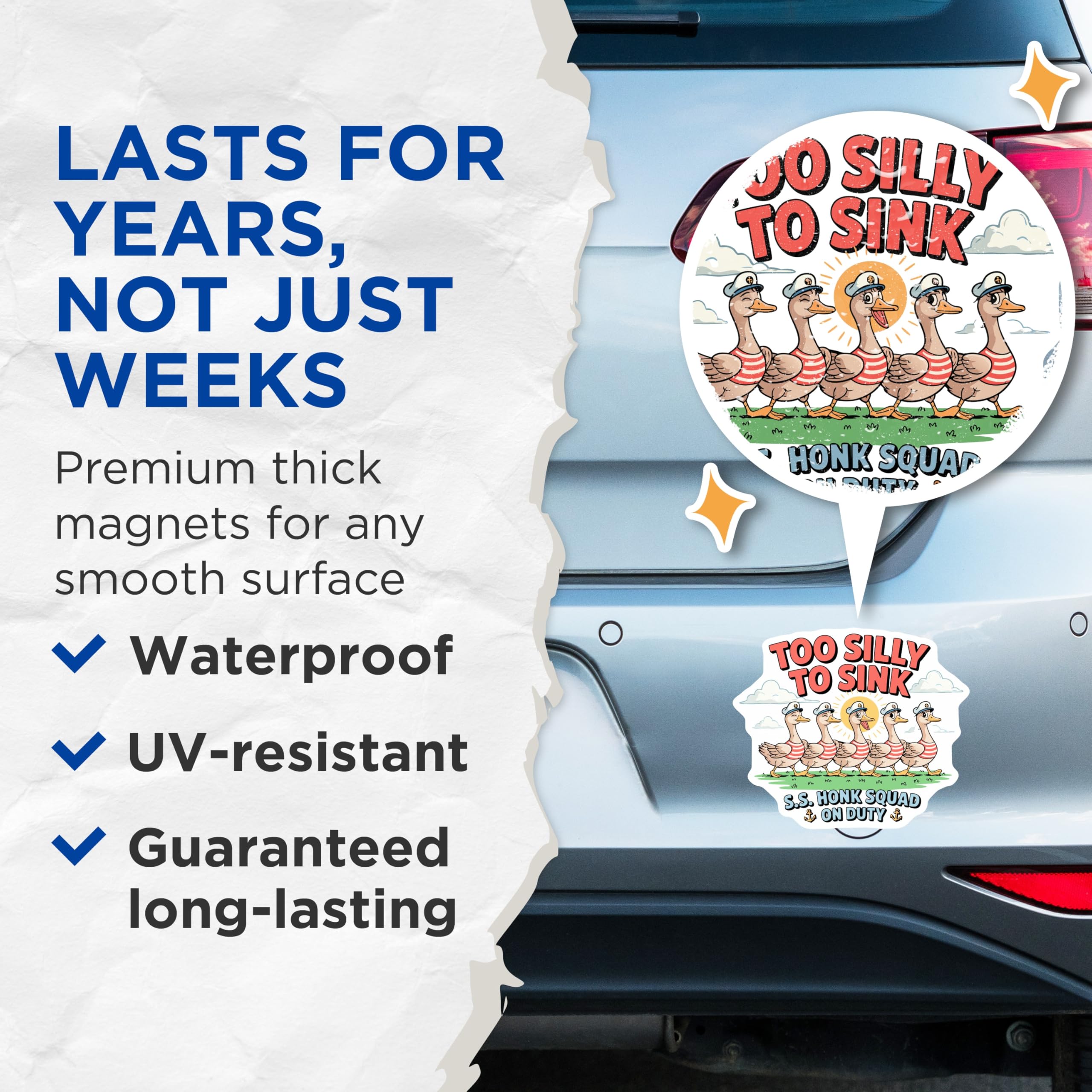(2 Pack) Honk Squad Goose Magnets - Nautical Theme - Funny Fridge Decor - 5" On Longest Side - Premium Magnet - for Cars, Refrigerators, Toolboxes, Lockers - Made in USA - MAG15439