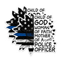 (2 Packs) Child of God Woman of Faith Mother of A Police Officer Magnets - Police Mom Magnets - 5" On Longest Side - Premium Magnet - for Fridges, Toolboxes, Cars - Made in USA - MAG2456