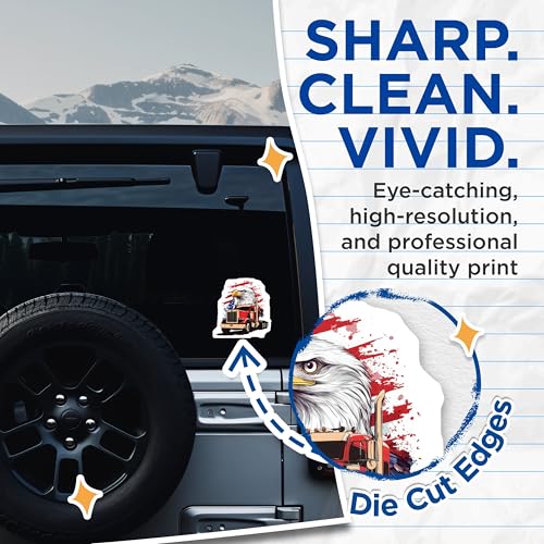 (2 Pack) Patriotic Eagle Truck Stickers - American Flag - Big Rig Decor - 5" On Longest Side - Sticks to Smooth Flat Surfaces - Made in USA - BMCS5816