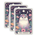 (3 Pack) Persian Cat Decals - Floral Crown - Cosmic Cat Laptop Decal - 3 Inches On Longest Side - Easy Peel & Apply - Made in USA - 3MCS4021