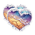 (2 Pack) Heart Ocean Waves Magnets - Beach Love Scene Art - Coastal Summer Decor - Valentine Sea Vibe - 5 Inches On Longest Side - Thick Durable Magnet - Made in USA - MAG19510