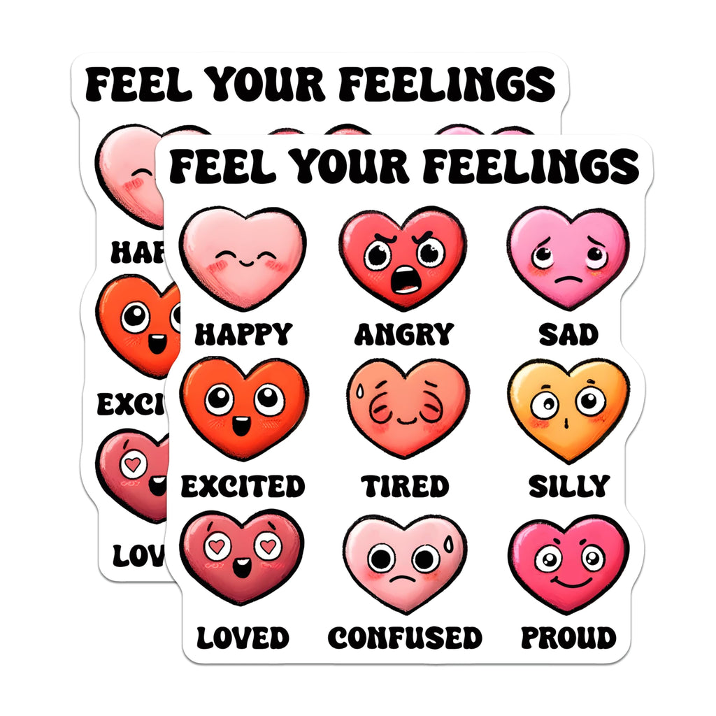 (2 Pack) Feel Your Feelings Magnets - Cute Heart Emotions - Emotional Awareness - 5" On Longest Side - for Cars, Fridges, Toolboxes - Made in USA - MAG8254