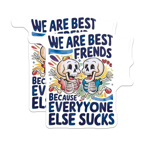 (2 Pack) We are Best Friends Stickers - Skeleton Friend Sticker - Funny Friendship Sticker Decal - 5" On Longest Side - Sticks to Smooth Flat Surfaces - Made in USA - BMCS3683