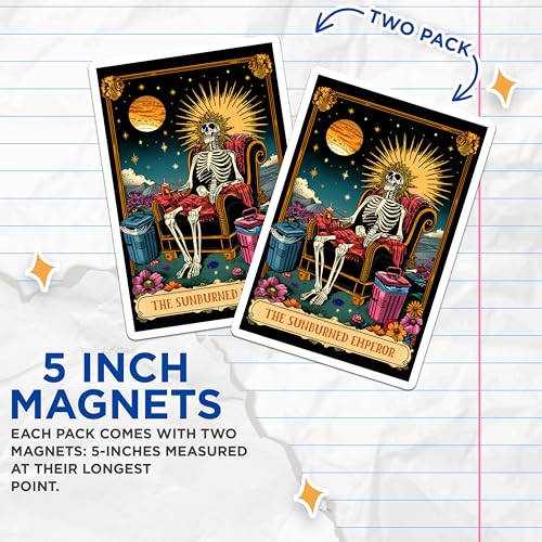 (2 Pack) Unique Skeleton Decor Magnet - 5" On Longest Side - Sticks to Smooth Flat Surfaces - Made in USA - MAG10027