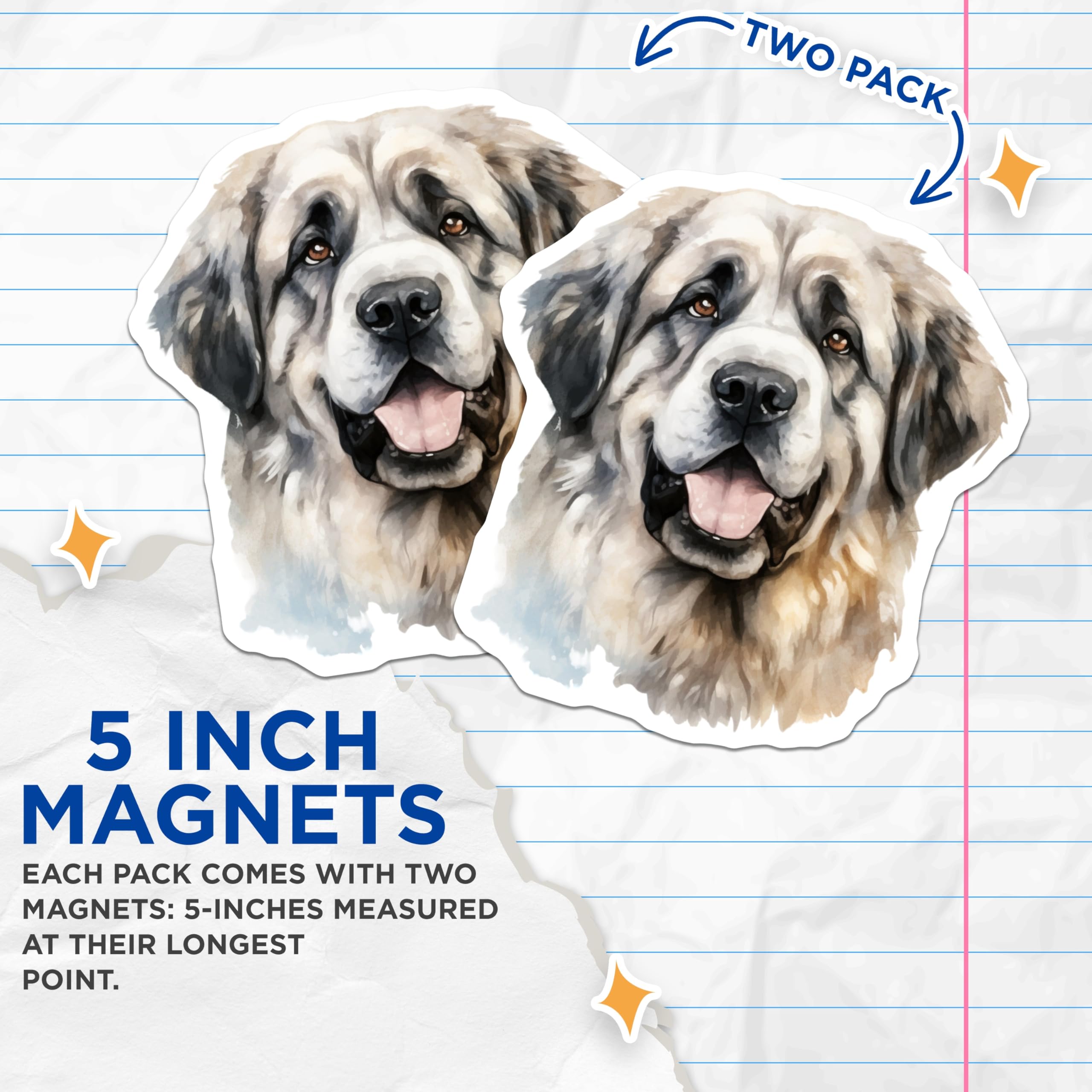 (2 Pack) Great Pyrenees Magnets - Watercolor Dog Art - Dog Mom Decor - Large Breed Pet Owner Magnets - 5 Inches On Longest Side - Thick Durable Magnet - Made in USA - MAG29584