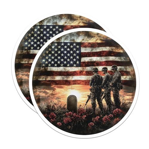 (2 Pack) Military Memorial Magnet - Patriotic Decor - 5" On Longest Side - Sticks to Smooth Flat Surfaces - Made in USA - MAG10038