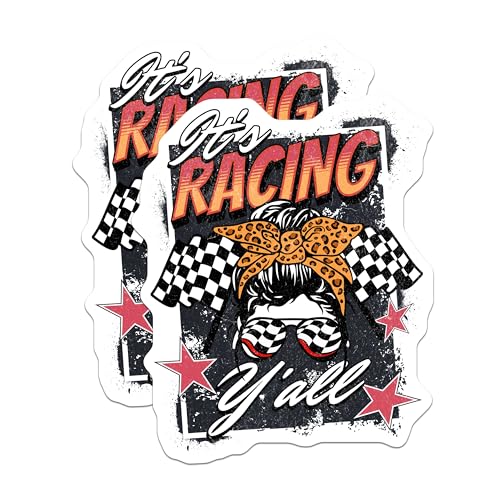 (2 Pack) Racing Stickers - Racing Fan Stickers - Motorsport Lover Stickers - 5" On Longest Side - Sticks to Any Smooth Flat Surface - Made in USA - BMCS3418