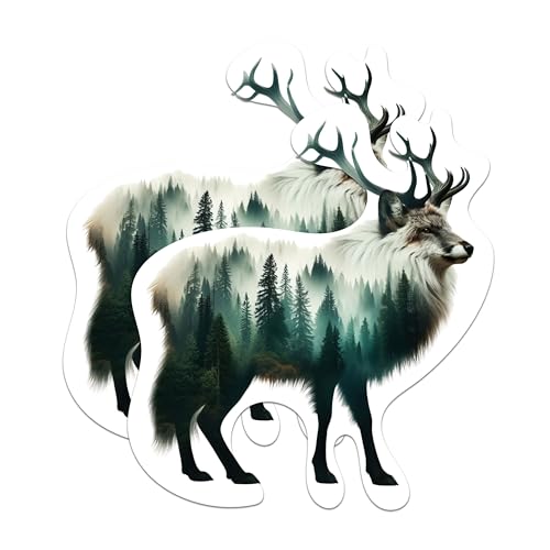(2 Packs) Elk Cool Wilderness Nature Animal Stickers - Cool Nature Lover Animals Decals - 5 Inches On Longest Side - Premium Vinyl Decal - Sticks to Any Smooth Flat Surface - Made in USA - BMCS2270