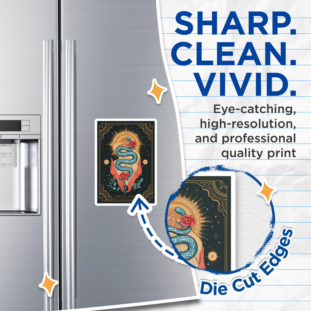 (2 Pack) Mystical Serpent Magnets - Tarot Card Art Decor - Spiritual Celestial Aesthetic Refrigerator Magnets - 5 Inches On Longest Side - Thick Durable Magnet - Made in USA - MAG21255