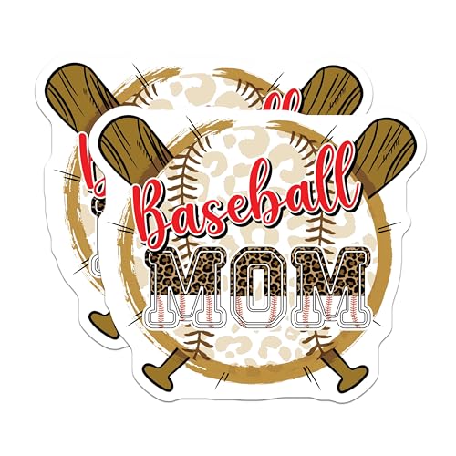 (2 Pack) Baseball Mom Stickers - Sports Lover - Baseball Fan Sticker Pack - 5" On Longest Side - Sticks to Smooth Flat Surfaces - Made in USA - BMCS8587