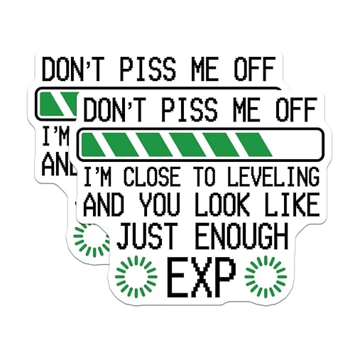 (2 Pack) Don't Piss Me Off Magnets Magnets - I'm Close to Leveling - Just Enough EXP Funny Gamer Decor - 5" On Longest Side - Made in USA - Sticks to Refrigerators & Metal Surfaces - MAG8666
