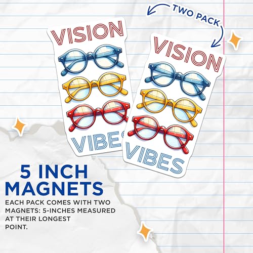 (2 Pack) Vision Vibes Magnets - Retro Glasses - Inspirational Home Decor - 5" On Longest Side - for Cars, Fridges, Toolboxes - Made in USA - MAG8084
