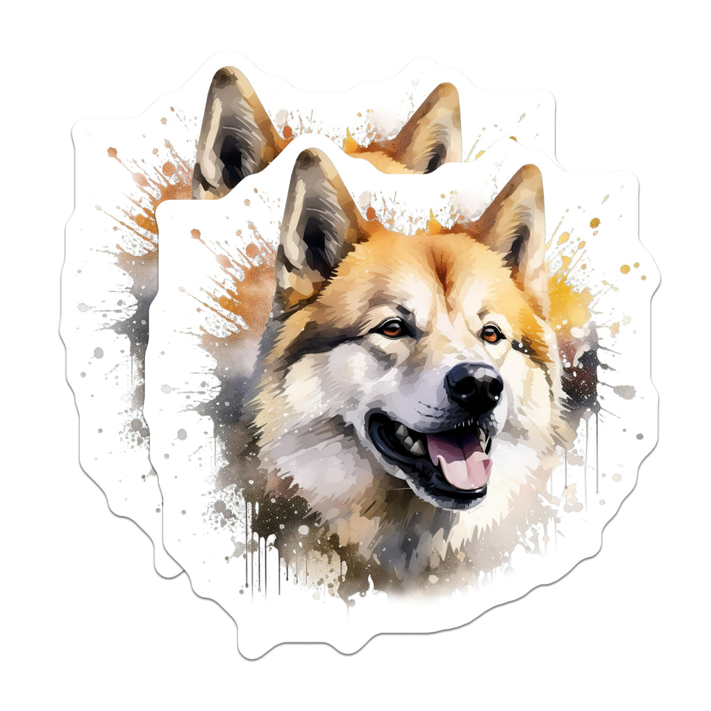 (2 Pack) Watercolor Dog Magnets - Shiba Inu Akita Art - Pet Lover Fridge Decor - 5 Inches On Longest Side - Thick Durable Magnet - Made in USA - MAG30536