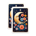 (2 Pack) Mystical Floral Moon Magnets - Celestial Starry Night Art - Bohemian Witchy Fridge Decoration - 5 Inches On Longest Side - Thick Durable Magnet - Made in USA - MAG20198