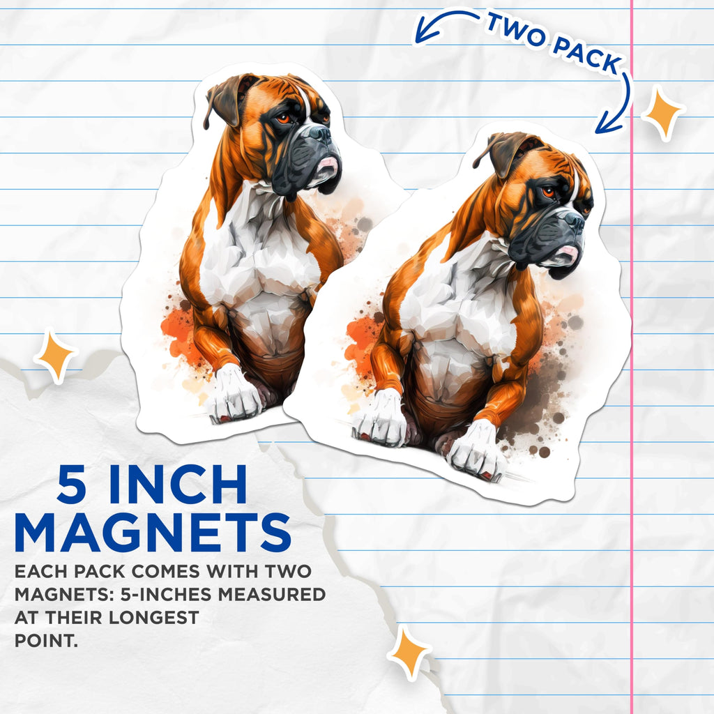 (2 Pack) Boxer Dog Magnets - Dog Mom Dad Decor - Animal Lover Accessories - 5 Inches On Longest Side - Thick Durable Magnet - Made in USA - MAG29496