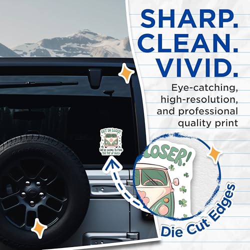 (2 Pack) Get in Loser Stickers - 5" On Longest Side - Sticks to Smooth Flat Surfaces - Made in USA - BMCS9175 - BMCS9175