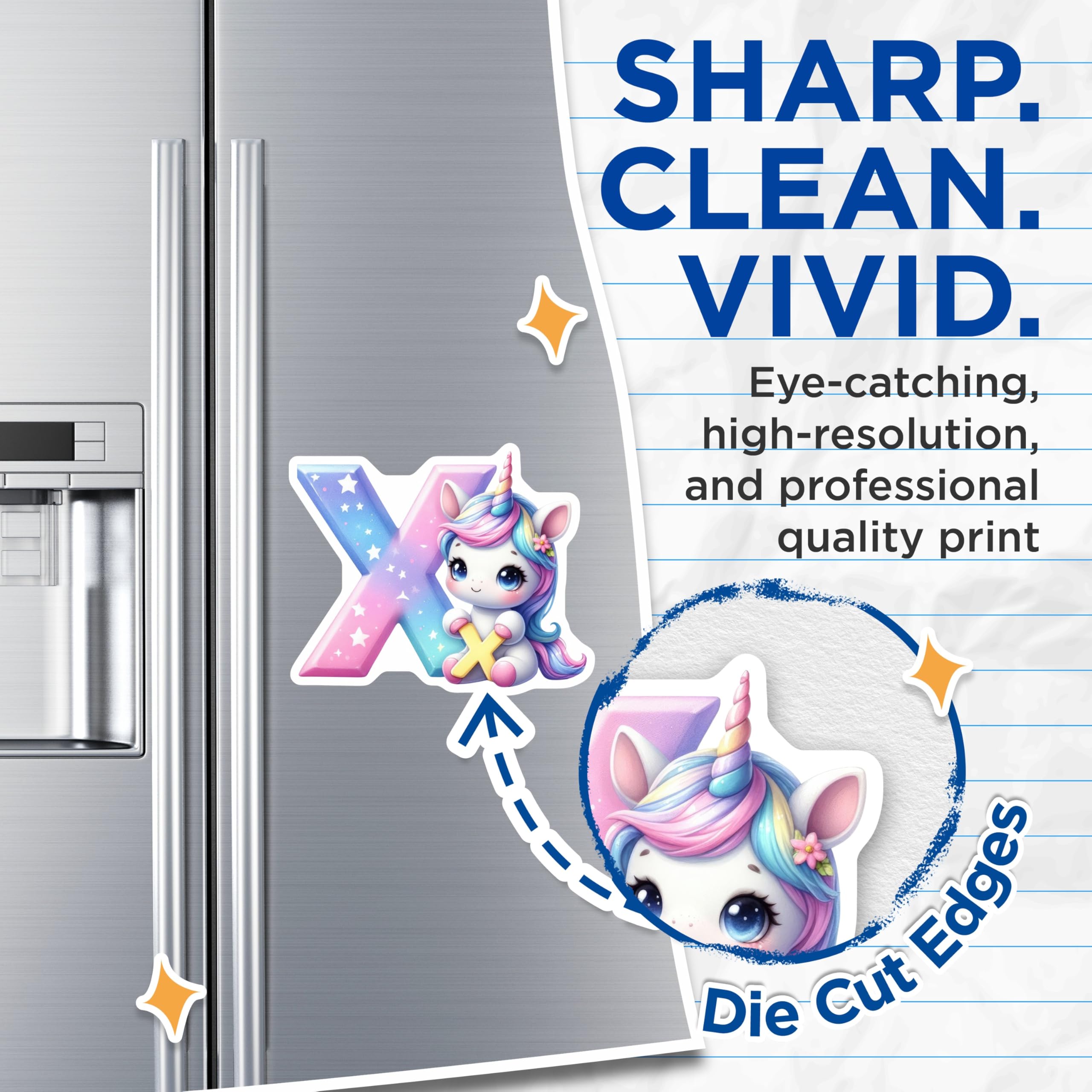 (2 Pack) Letter X Unicorn Magnets - Alphabet Initial Decor - Whimsical Cute Fridge Magnets - 5" On Longest Side - Premium Magnet - for Cars, Refrigerators, Toolboxes, Lockers - Made in USA - MAG15583