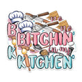 (2 Pack) No Bitchin in My Kitchen Stickers - Funny Kitchen DÃ©cor Stickers - Chef Attitude Stickers - 5" On Longest Side - Sticks to Any Smooth Flat Surface - Made in USA - BMCS3016