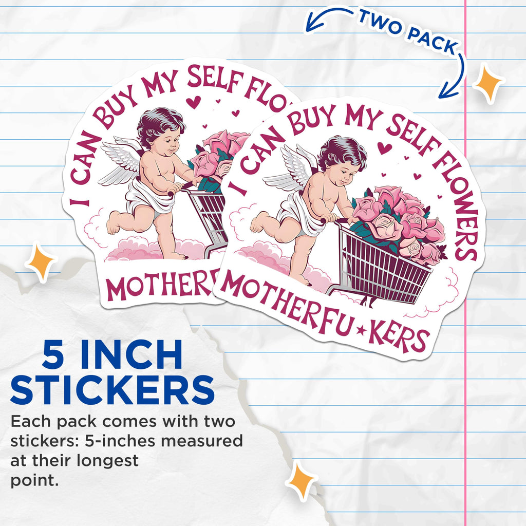(2 Pack) Self Love Stickers - Motivational Angel Stickers - Positive Affirmation Stickers - 5" On Longest Side - Sticks to Any Smooth Flat Surface - Made in USA - BMCS3496