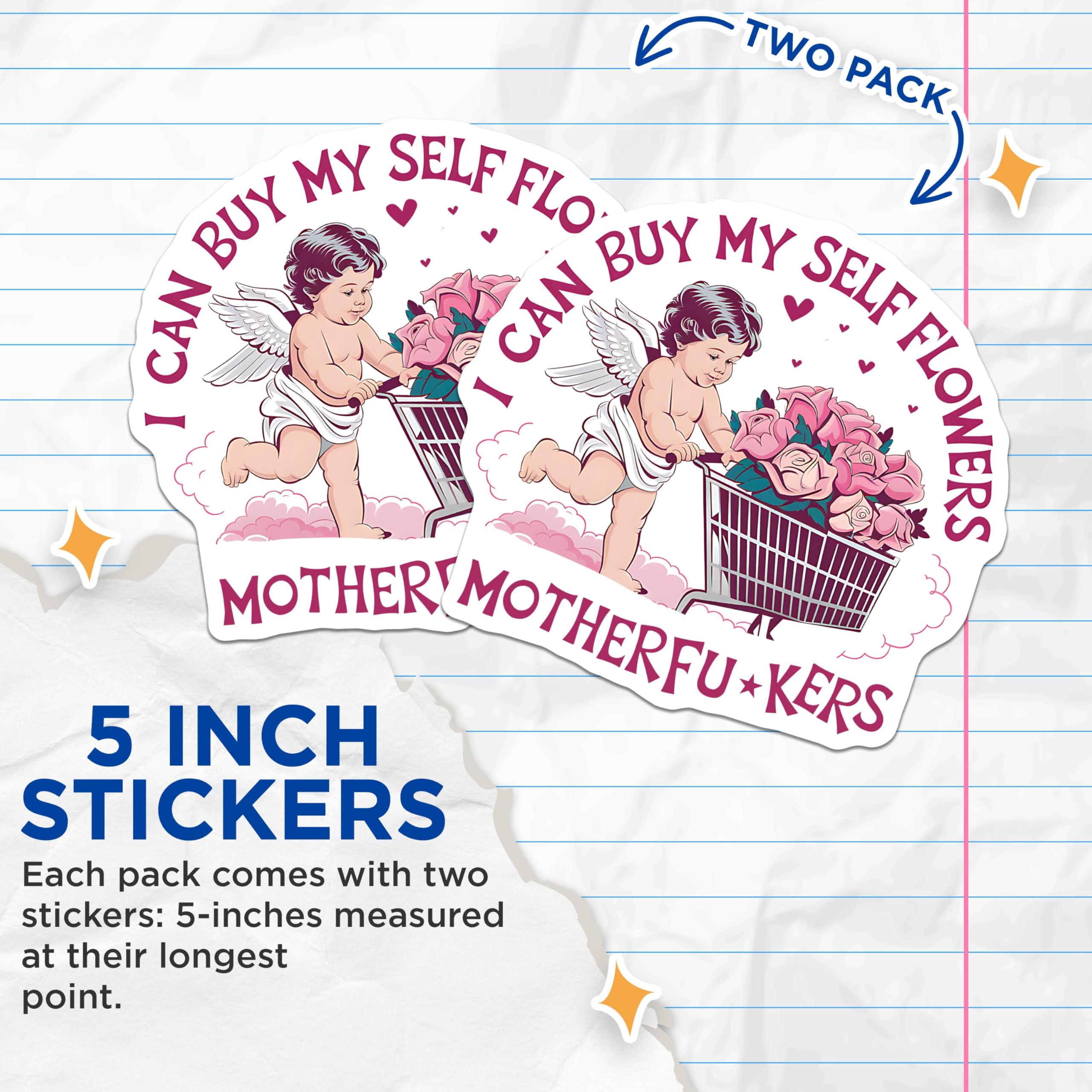 (2 Pack) Self Love Stickers - Motivational Angel Stickers - Positive Affirmation Stickers - 5" On Longest Side - Sticks to Any Smooth Flat Surface - Made in USA - BMCS3496