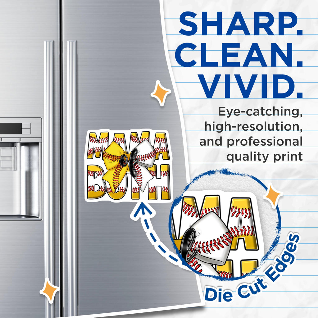 (2 Pack) Mama of Both Magnets - Baseball Softball Mom - Sports Mom Accessories - 5 Inches On Longest Side - Thick Durable Magnet - Made in USA - MAG26172