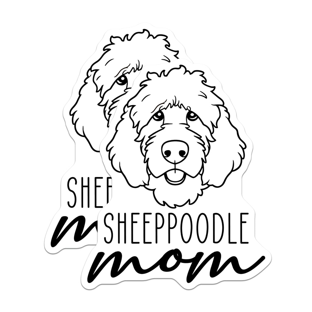 (2 Pack) SheepPoodle Mom Magnets - Curly Haired Dog Parent - Doodle Breed Canine Lover - Cute Pet Owner Refrigerator Decor - 5 Inches On Longest Side - Thick Durable Magnet - Made in USA - MAG27039